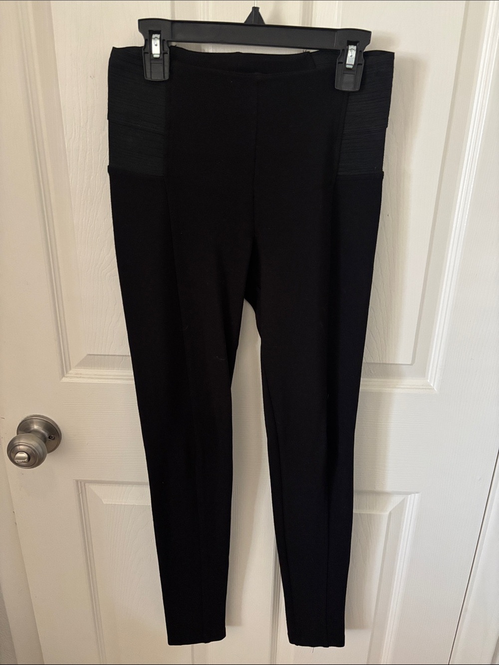 Zara Black Ponte Leggings with Textured Side Panels